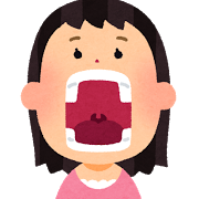 口を開けた女性