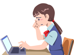 目の症状を訴える女性